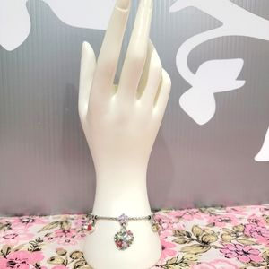 RETIRED BRIGHTON REVERSIBLE HEART FLOWER CANDY KISS BRACELET RARE FIND